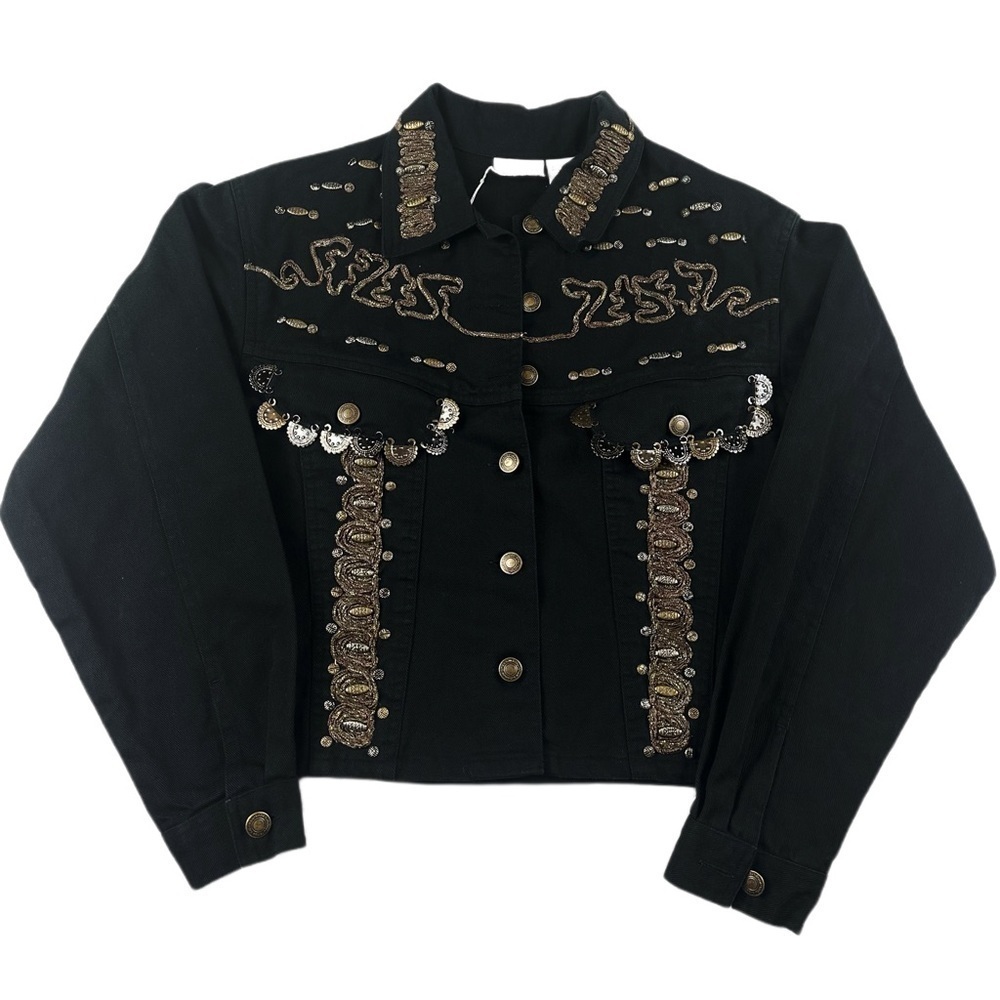 Styleworks Vintage Small Embellished and Embroidered Western Black Jacket